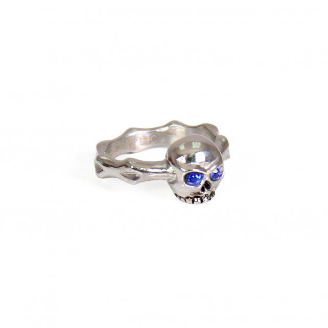 Hot Leathers blue eye small skull stainless steel ring, a bold accessory with intricate skull and eye design.