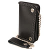 Milwaukee Leather men's 6-inch braided leather biker wallet with anti-theft stainless steel chain, featuring a bi-fold design.