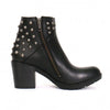 Hot Leathers Ladies black studded ankle leather boots with side zippers, 5-inch heel, stylish and durable footwear.