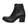 Black Hot Leathers ladies' 5-inch studded ankle leather boots with side zippers, stylish and durable footwear for women.