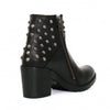 Hot Leathers ladies' black leather ankle boots with 5-inch height, studded design, and side zippers.
