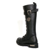 Black knee-high leather boots by Hot Leathers with side zipper, 14-inch height, designed for ladies.