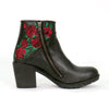 Black Ladies Wild Roses Zipper Boot by Hot Leathers featuring floral design and zipper closure, stylish leather footwear.