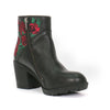 Black Ladies Wild Roses Zipper Boot by Hot Leathers, stylish leather boots with floral embroidery and side zipper detail.