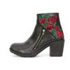 Black leather Ladies Hot Leathers Wild Roses Zipper Boot with decorative floral design and side zipper detail.