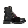 Black double-zip Sugar Skull leather boots for ladies by Hot Leathers, featuring cap toe design and stylish details.