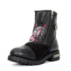 Black double zip Sugar Skull leather boots for ladies by Hot Leathers, featuring cap toe design and edgy style.