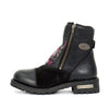Black double zip sugar skull cap toe leather boot for women by Hot Leathers, showcasing stylish design and sturdy construction.
