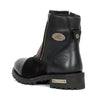 Black leather Ladies Double Zip Sugar Skull Cap Toe Boots by Hot Leathers, featuring a stylish design and zip closures.