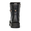 Black Hot Leathers ladies' double zip sugar skull leather boots with cap toe, featuring bold skull design and stylish ankle height.