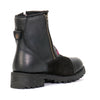 Black Ladies Leather Boots by Hot Leathers featuring double zippers, sugar skull design, cap toe, and sturdy sole.