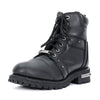 Hot Leathers ladies 7-inch-tall zip-up and lace-up studded boots, black leather with metal stud detailing.