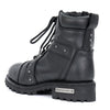 Hot Leathers ladies 7-inch tall zip-up and lace-up studded boots, stylish black leather footwear with metal accents.
