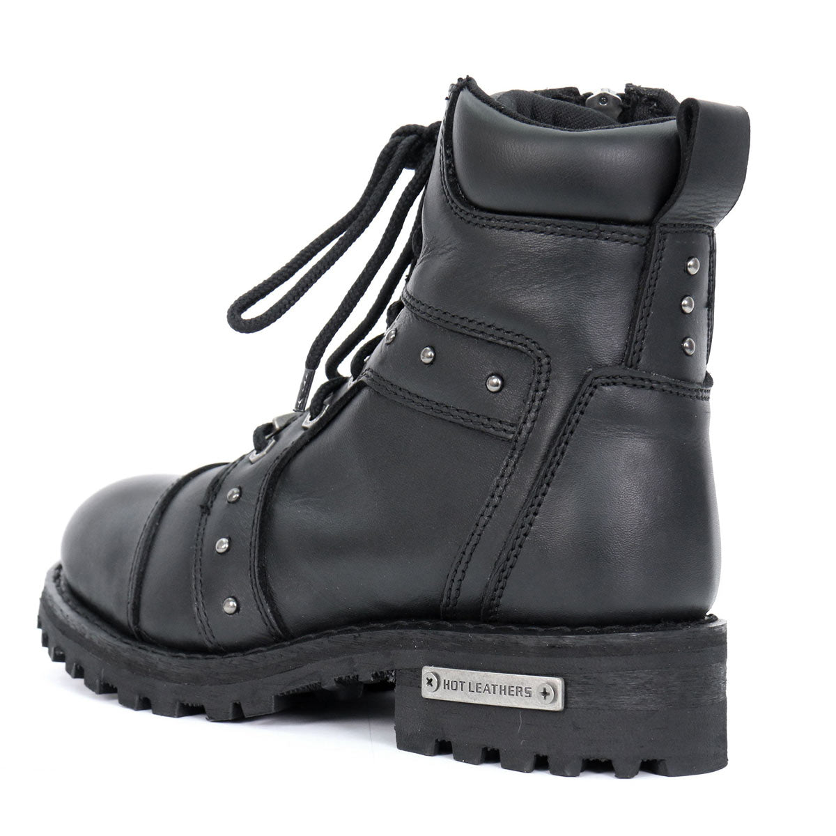 Hot Leathers BTL1010 Ladies 7-inch-Tall Zip-Up/Lace-Up Studded Boots ...