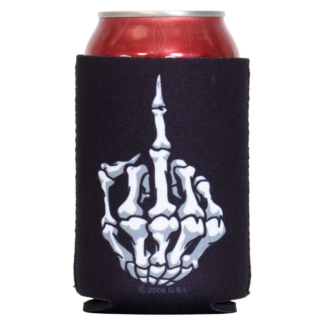 Hot Leathers Skeleton Middle Finger can wrap for cans and bottles, featuring edgy skeleton design on durable sleeve.