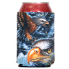 Hot Leathers Majestic Eagle can and bottle sleeve with detailed eagle design on black background, fits standard cans and bottles