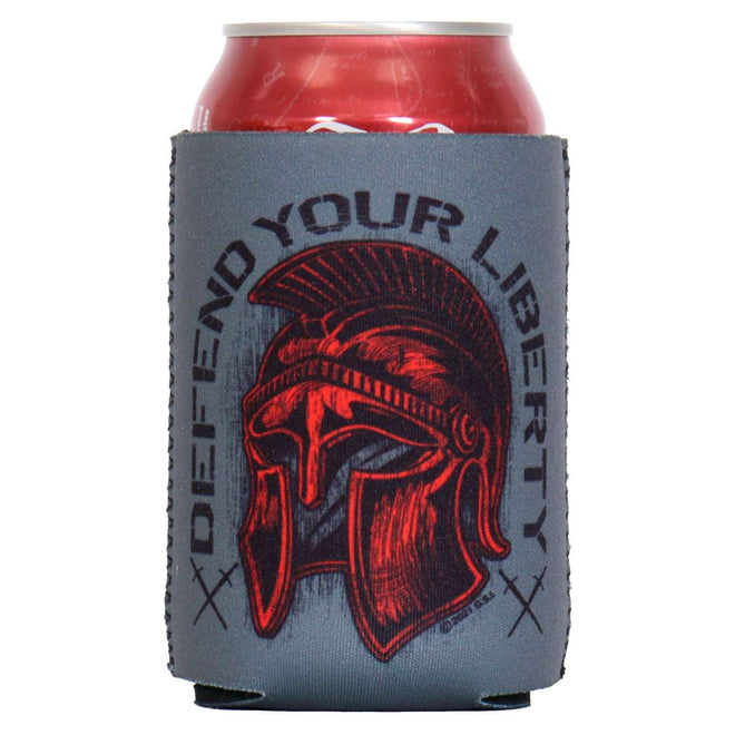 Hot Leathers Roman Soldier Helmet can wrap, a durable can and bottle sleeve featuring a detailed Roman soldier design.