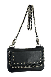 HL80151CHAIN Leather Hip Clip Purse CHAIN Bag Women Waist Bag Fanny Pack Motorcycle Biker - HighwayLeather