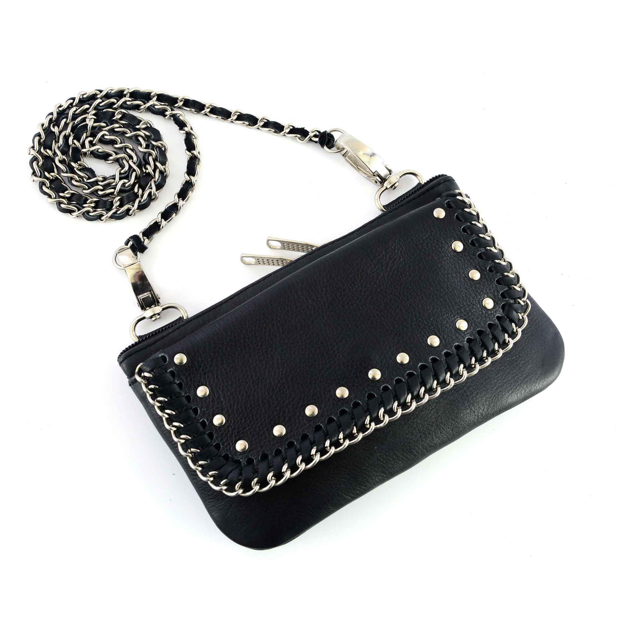 Buffalo Leather Gear HL80151CHAIN leather hip clip purse chain for women, waist bag, fanny pack, motorcycle biker accessory