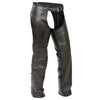 Kids' black leather chaps from Hot Leathers, classic style, with adjustable straps and durable leather construction.