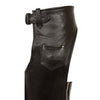Children's black leather chaps by Hot Leathers, classic style, featuring durable leather and adjustable waist for kids' riding apparel.
