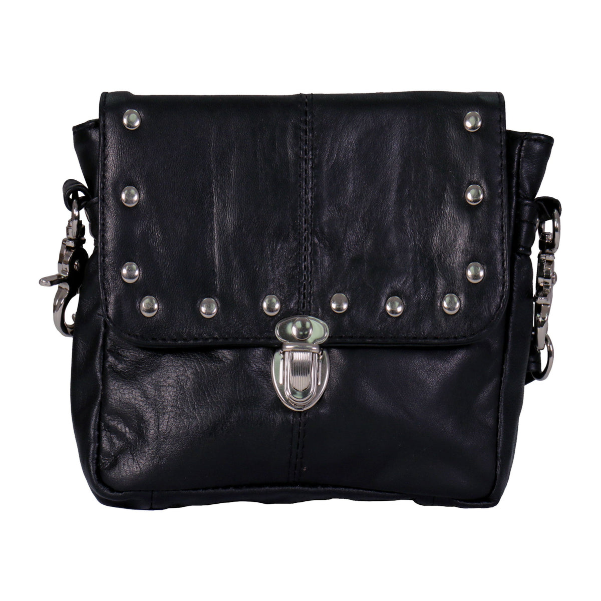 Hot Leathers CPS1010 leather clip pouch with metal studs, designed for clips, thighs, fans, and bags, featuring a rugged style.