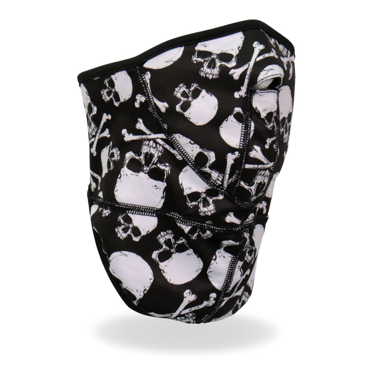 Hot Leathers Skull and Crossbones face wrap neck warmer, black safety face mask with crossbones design, suitable for face and neck coverage.
