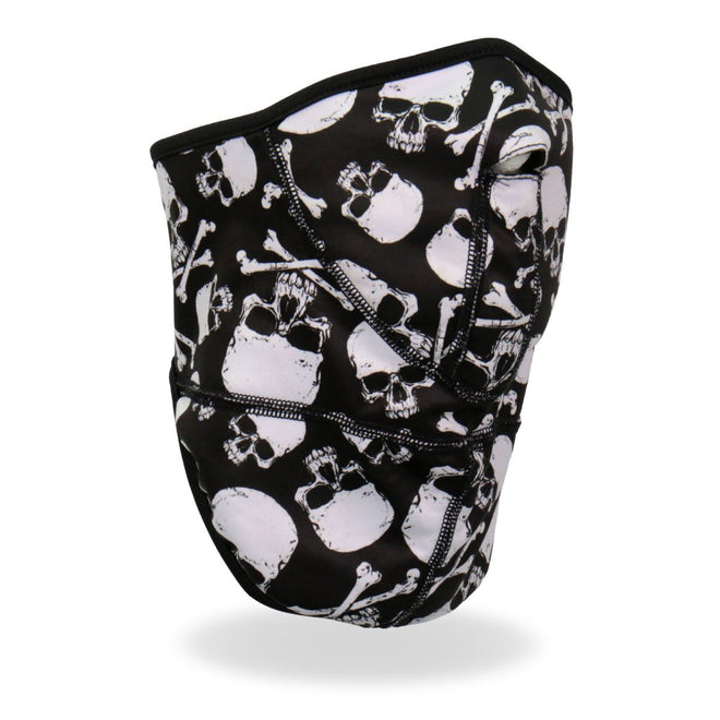 Hot Leathers Skull and Crossbones face wrap neck warmer, black safety face mask with crossbones design, suitable for face and neck coverage.