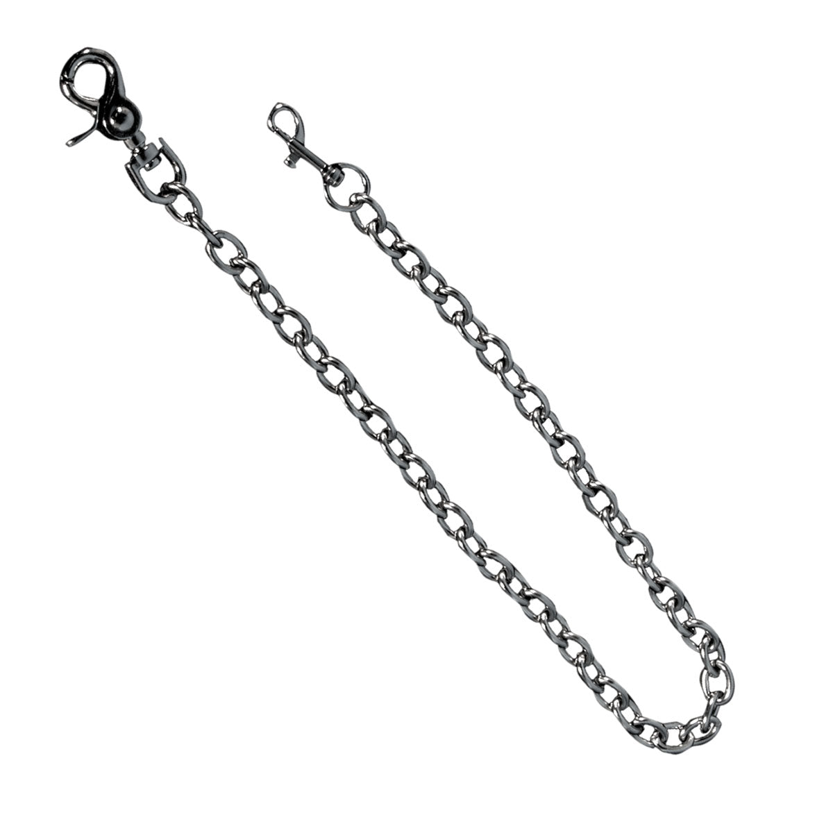 Hot Leathers Metal Clip Wallet Chain attached to a rugged leather wallet, designed for secure connection and style.