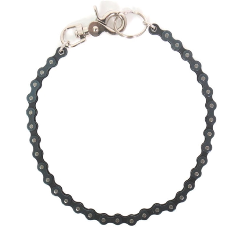 Black 18-inch Hot Leathers CWA1035 bike sprocket wallet chain with metal links, designed for motorcycle enthusiasts.