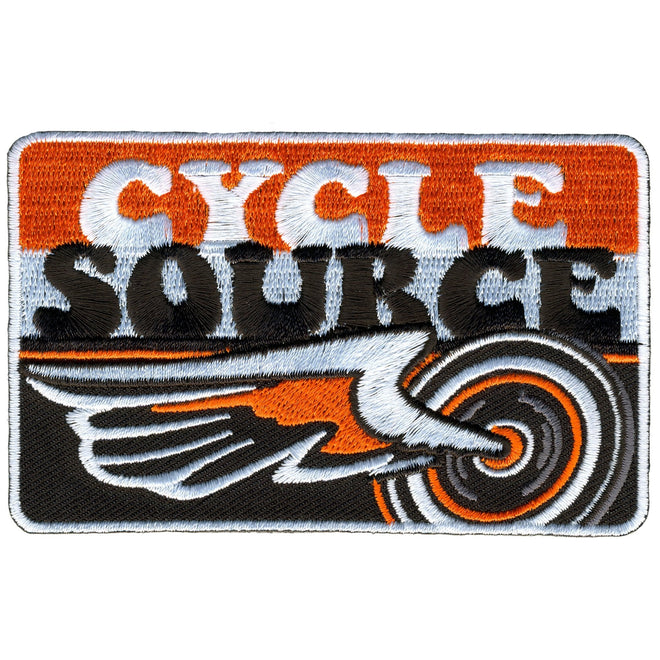 Hot Leathers CYA1002 Official Cycle Source Magazine Stripes Logo patch with vibrant design, suitable for motorcycle apparel and gear.