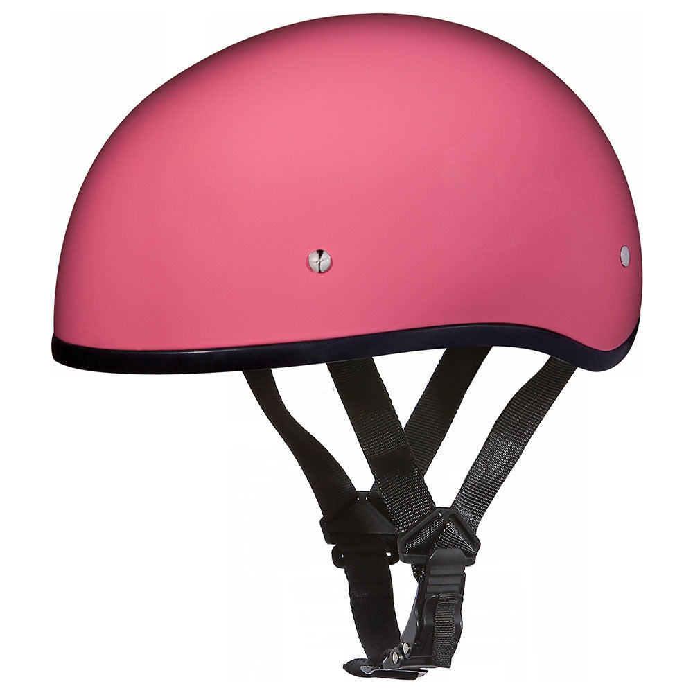 Daytona Helmets D1-D ‘Skull Cap' HI-Gloss Pink Half Face Helmet with Visor - HighwayLeather
