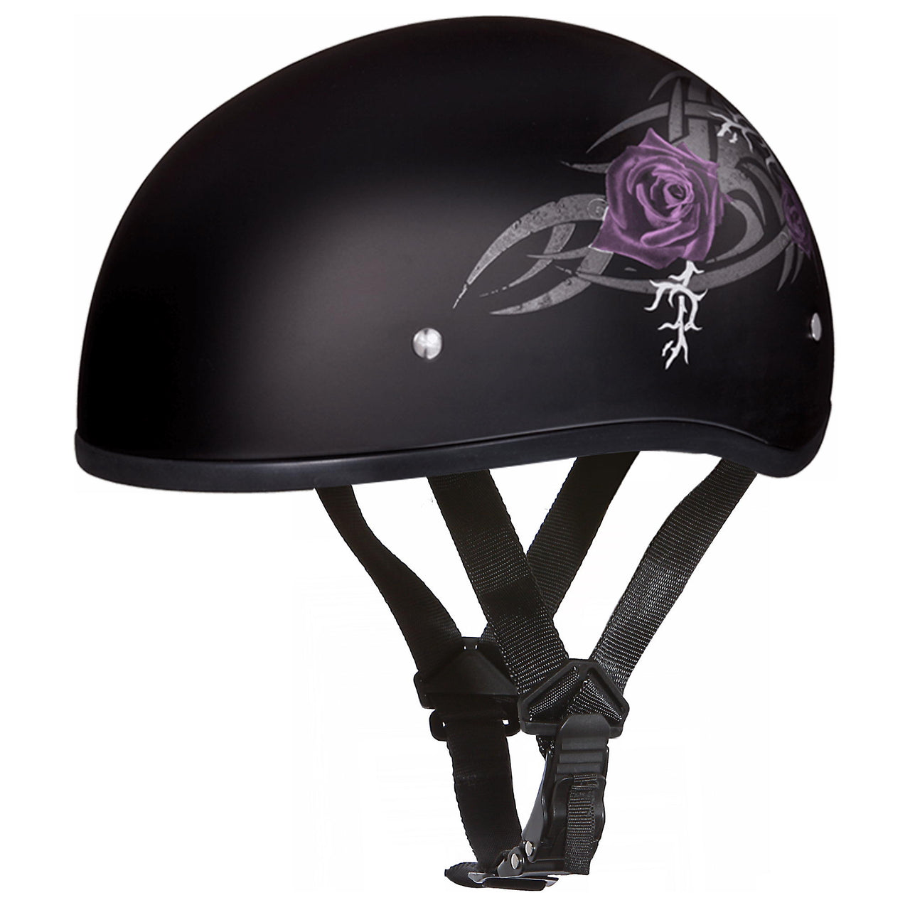 Daytona Helmets D6-PS ‘Skull Cap’ with Piston Skull Half Face Helmet - HighwayLeather
