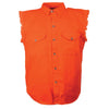 Milwaukee Leather DM1003 Men's Orange Lightweight Sleeveless Denim Shirt