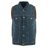 Milwaukee Leather DM1331 Men's Blue Snap Front Denim Vest with Shirt Collar