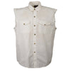 Milwaukee Leather DM4006 Men's White Lightweight Sleeveless Denim Shirt