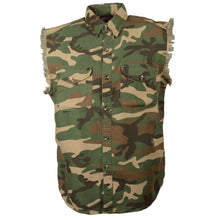 Milwaukee Leather DM4010 Men's Jungle Camo Sleeveless Denim Shirt
