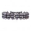 Hot Leathers double wide silver and black motorcycle chain bracelet, rugged accessory for bikers with metal chain design.