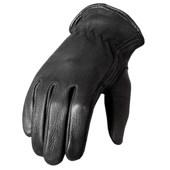 Hot Leathers GVD1002 classic deerskin unlined driving glove showing smooth leather, comfortable fit, and detailed stitching.