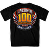 Hot Leathers ELM1054 Men's Black 2023 Laconia Motorcycle Rally 100th Anniversary Logo Bike Week T-Shirt
