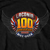 Hot Leathers ELM1054 Men's Black 2023 Laconia Motorcycle Rally 100th Anniversary Logo Bike Week T-Shirt