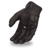 Dynamicleather men's leather gloves in faille leather, showing close-up of stylish, black gloves with detailed stitching.