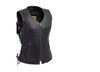 Purple Bandida women's motorcycle fringe leather vest by FIRST MFG, featuring fringe detailing and a fitted leather design.