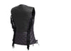 Purple Bandida women's motorcycle fringe leather vest by FIRST MFG, featuring fringe details and a fitted leather design.