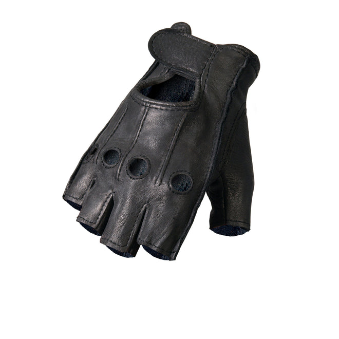 Hot Leathers deerskin fingerless gloves, durable leather riding gloves with open fingers for improved grip and ventilation.