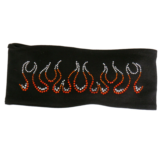 Hot Leathers Flames Bling Head Wraps, stylish hair accessory with flame and rhinestone design, perfect for bold fashion statements.