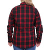 Hot Leathers ladies black and red flannel long sleeve shirt with button-down front and classic plaid pattern.
