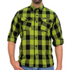 Hot Leathers FLM2015 Men's Black and Light Green Long Sleeve Flannel
