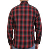 Men's red and gray long sleeve flannel shirt by Hot Leathers, featuring a classic plaid pattern and button-up style.