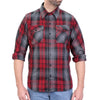 Hot Leathers men's black, gray, and red flannel long sleeve shirt, textile clothing with a classic plaid design.